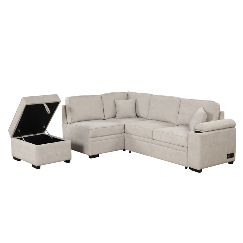 Canapé-lit 84,75 po, Lin beige