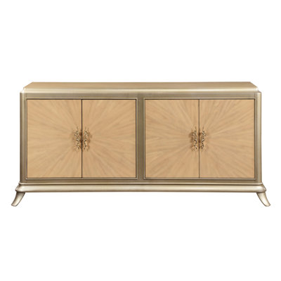 Cord Management Included Console Cabinet In Oak Style Metal & Synthetic Wood With Plywood Taupe
