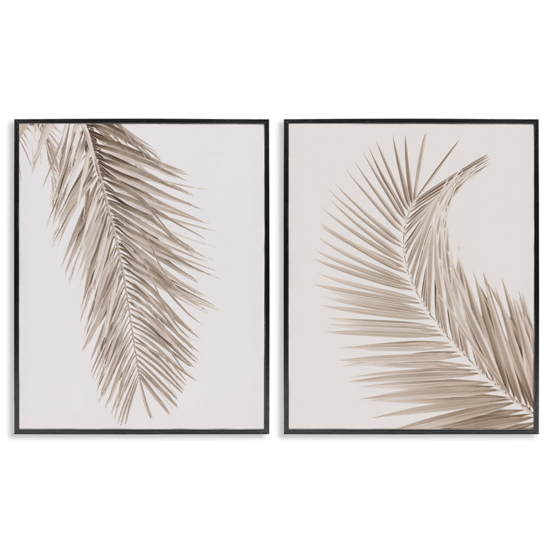 Ensemble de 2 giclées encadrées Mute Palms, design par Sissi et Seb, H 14 po x l 11 po, Giclée encadrée noir minuit