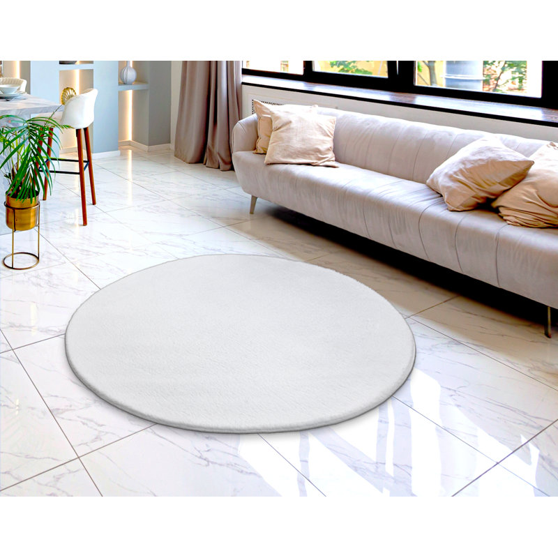 Pacificia Solid Colour Area Rug, Around 60cm, White