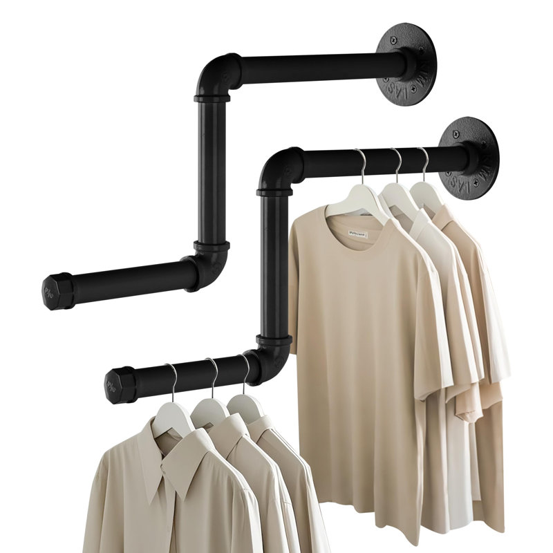 35cm Wall Mounted Clothes Rack, Black