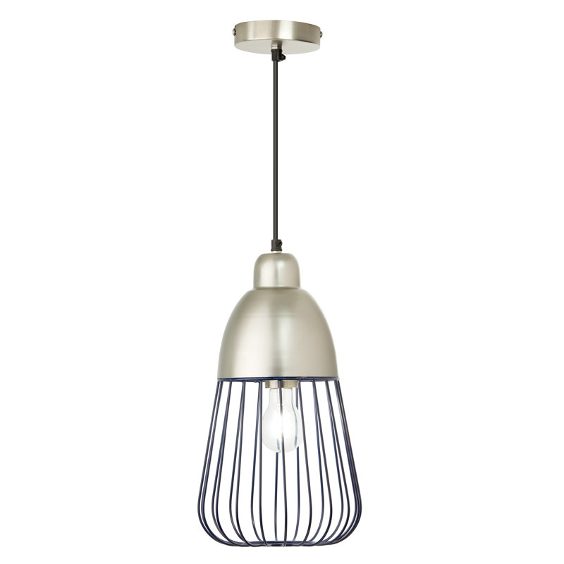 Luminaire suspendu 8,25 po Taylor, Argent, Bleu foncé