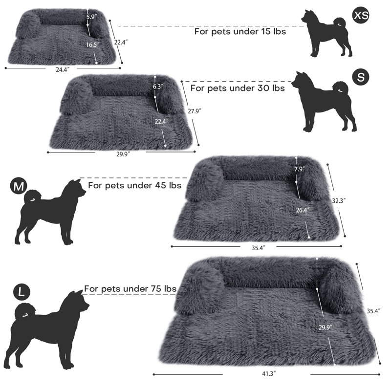 Lit pour chien Calming, Gris foncé, Très petit (l 24,4 po x P 22,4 po x H 5,9 po)