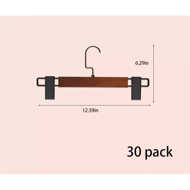 Cintre pour pantalons en bois massif avec pince, 30