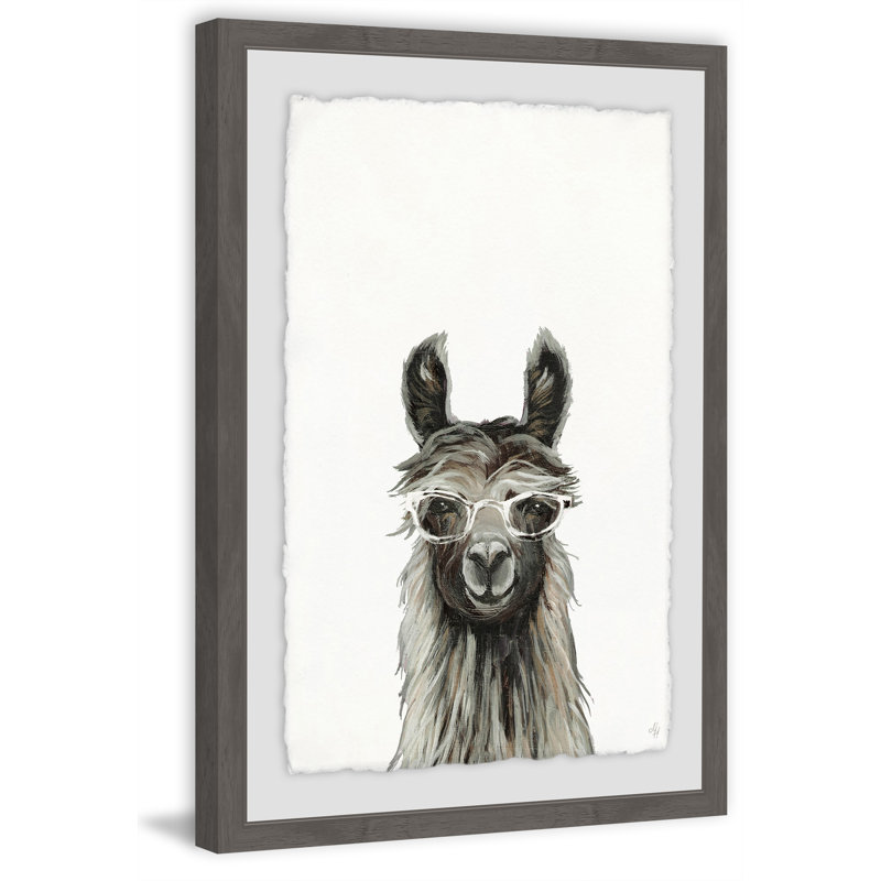 Sundown «Happy Llama», reproduction encadrée, H 24 po x l 16 po x P 1,5 po