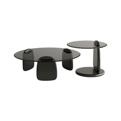 Staciee Contemporary 2-piece Round Glass Cocktail Table With Solid Oak Base