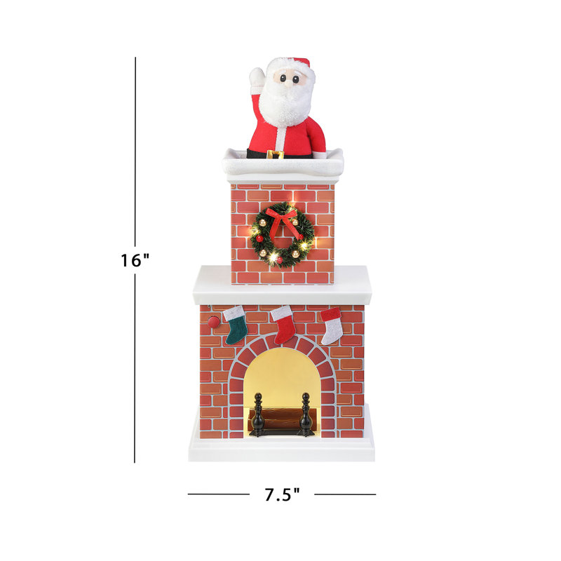 Animated Santa in Chimney with LED Lights and Music