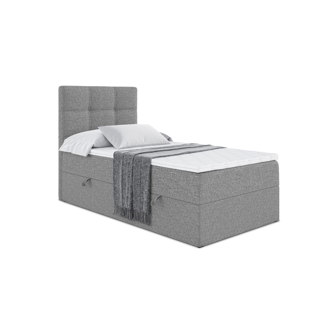 Boxspringbett mit H4 Multipocket-Matratze, Bettkasten und Topper, Einzelbett, Jugendbett