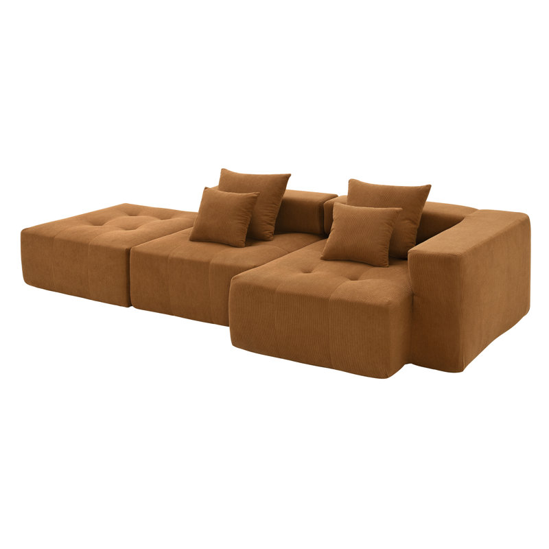 Versatile Modular Sectional Sofa For Living Room, Enhancing Comfort And Style, Brown Corduroy