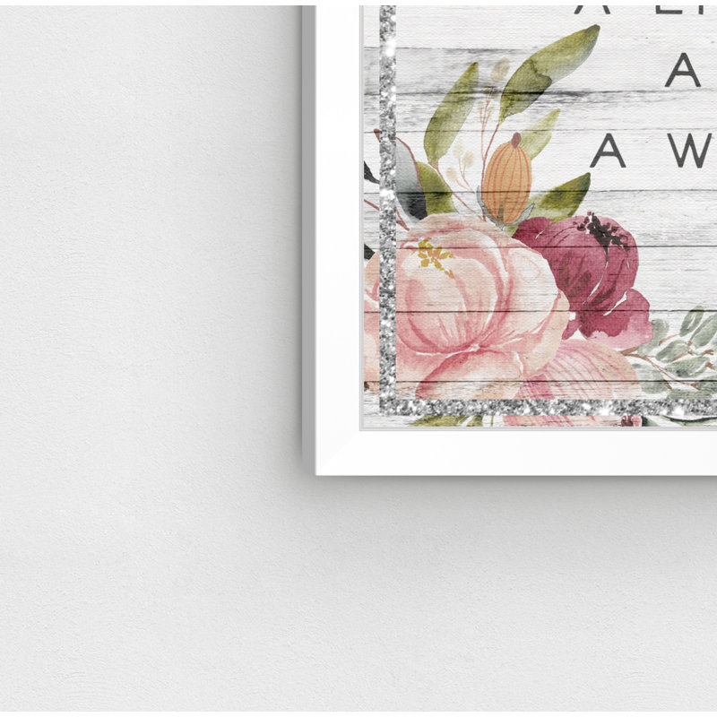 «Family Floral Love» - Art textuel, H 47 po x l 32 po x P 0,5 po, Cadre photo