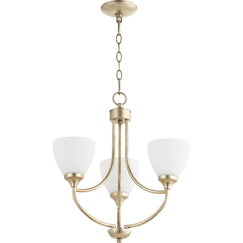 Lustre empire à 3 lumières Cariah, Feuille argentée vieillie