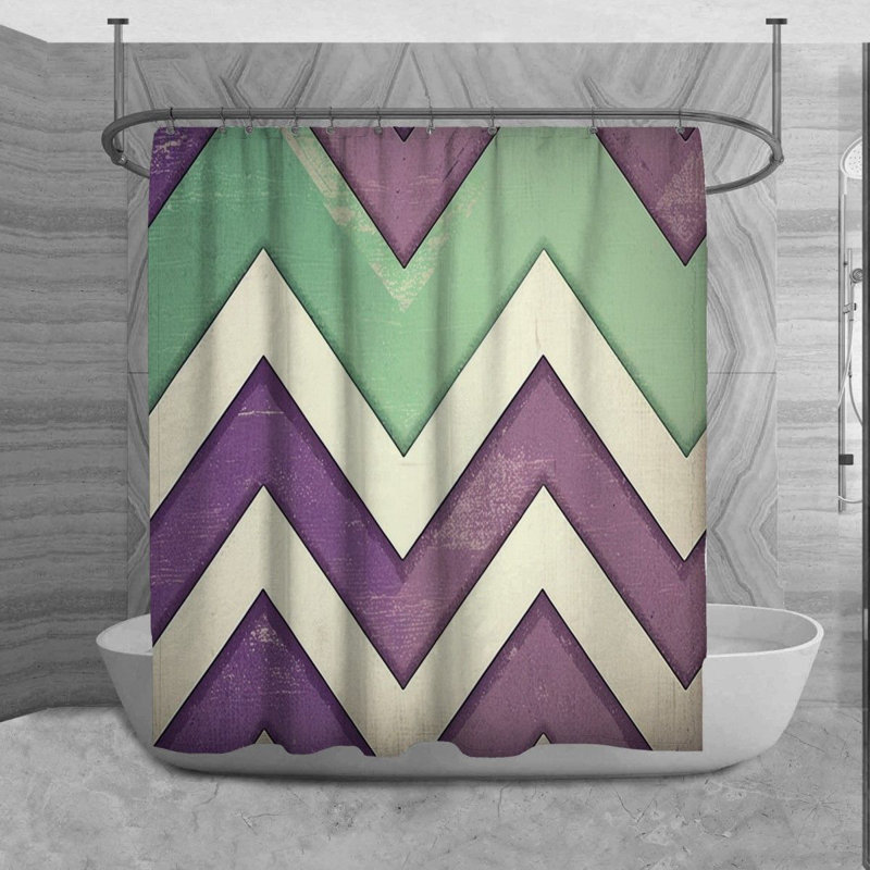 Rideau de douche Winhall, Vert / mauve, H 93 po x l 70 po