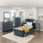Navy Blue Finish Dresser With 6 Drawers Wooden Modern Bedroom Furniture 1pc-1579464674