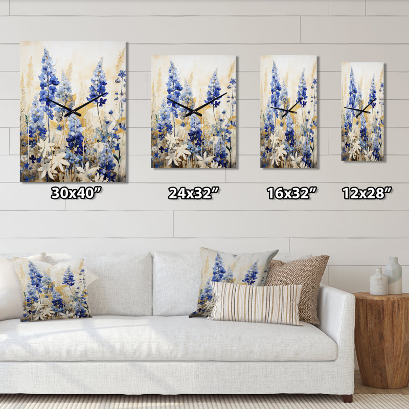 Horloge murale Blue Bonnets Simplicity Meadow, Très grand