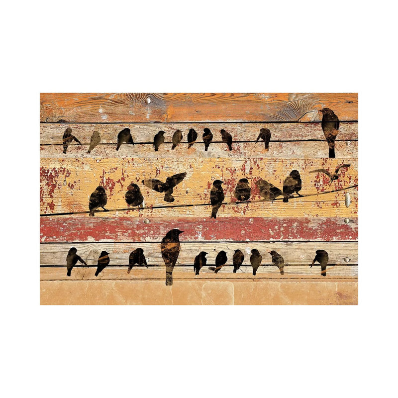 Birds On Wood V by Irena Orlov - Wrapped Canvas Painting