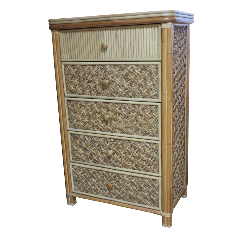 Jovani Wicker 33'' W 5 - Drawer Dresser