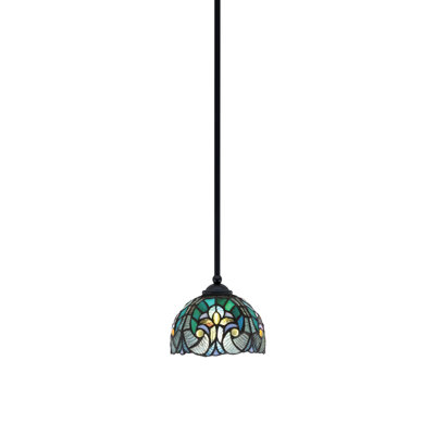 Zilo Stem Hung Mini Pendant Shown In Dark Granite Finish With 7" Glass