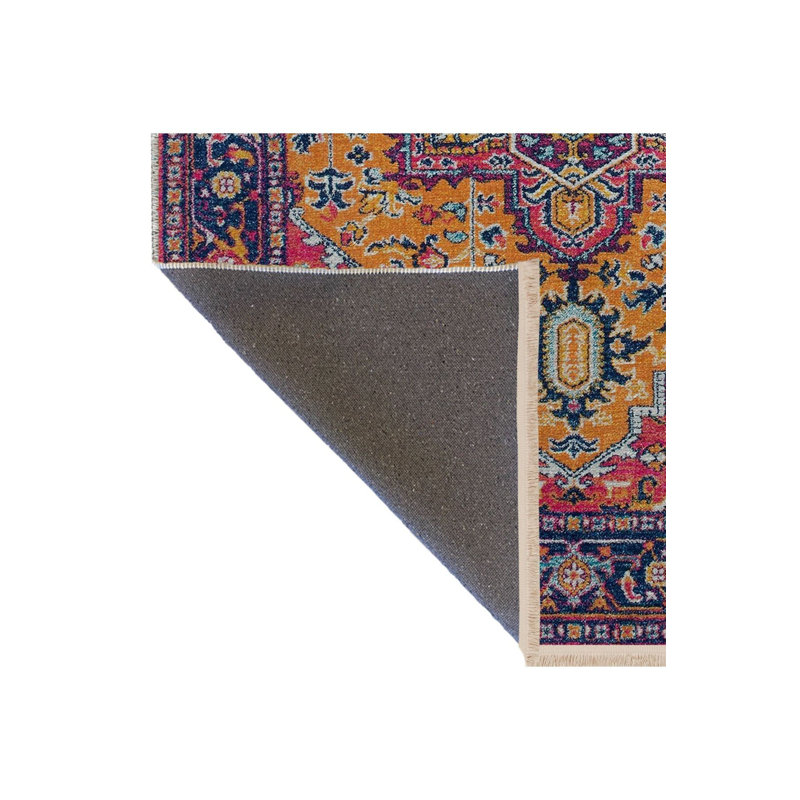 Tapis décoratif lavable à la machine multicolore, Rectangle 3 pi 3 po x 4 pi 11 po
