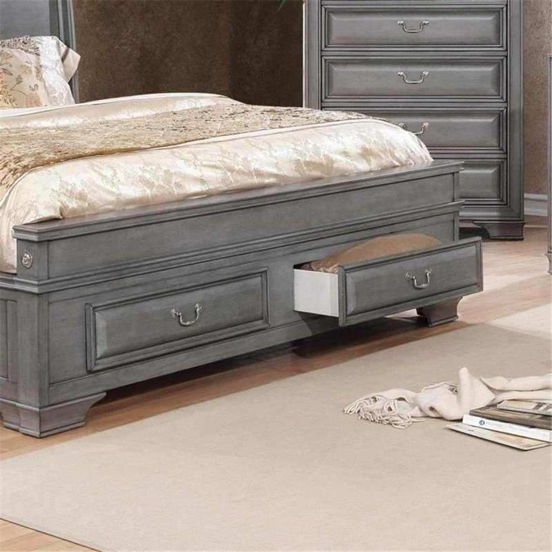 Aimara Sleigh Storage Bed, California King, Gray