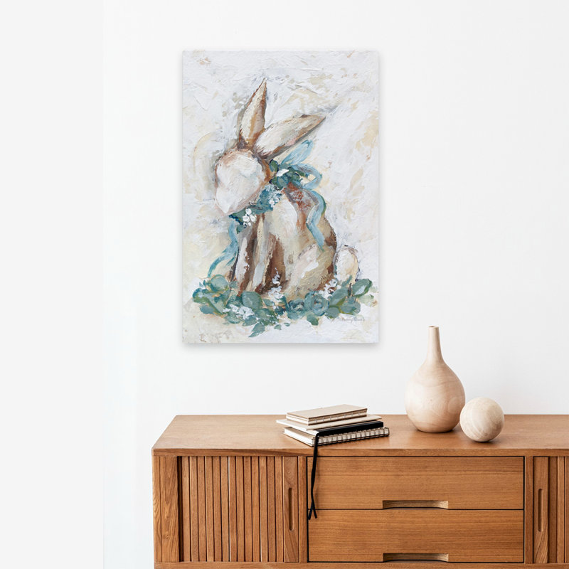 Art floral - Art contemporain de lapin de Pâques, H 16 po x l 24 po