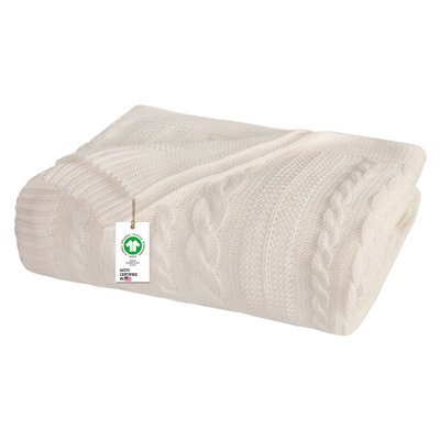 Jeté en coton biologique Delara 50 x 70 pouces, jeté certifié par GOTS pour canapé-lit