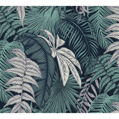 Toile luxuriante à feuilles tropicales vert foncé