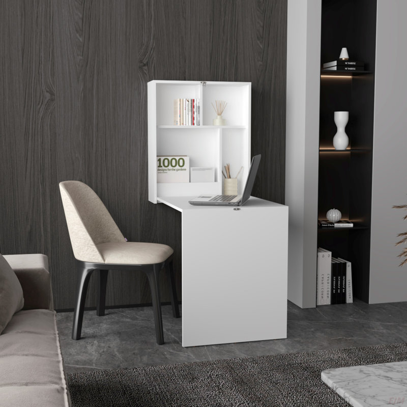 Kaplar 33" Wide  X  23" Deep Folding Table With Four Shelves, Floating Table, Retractable Table, Floating Desk, Ironing Table (Desk)