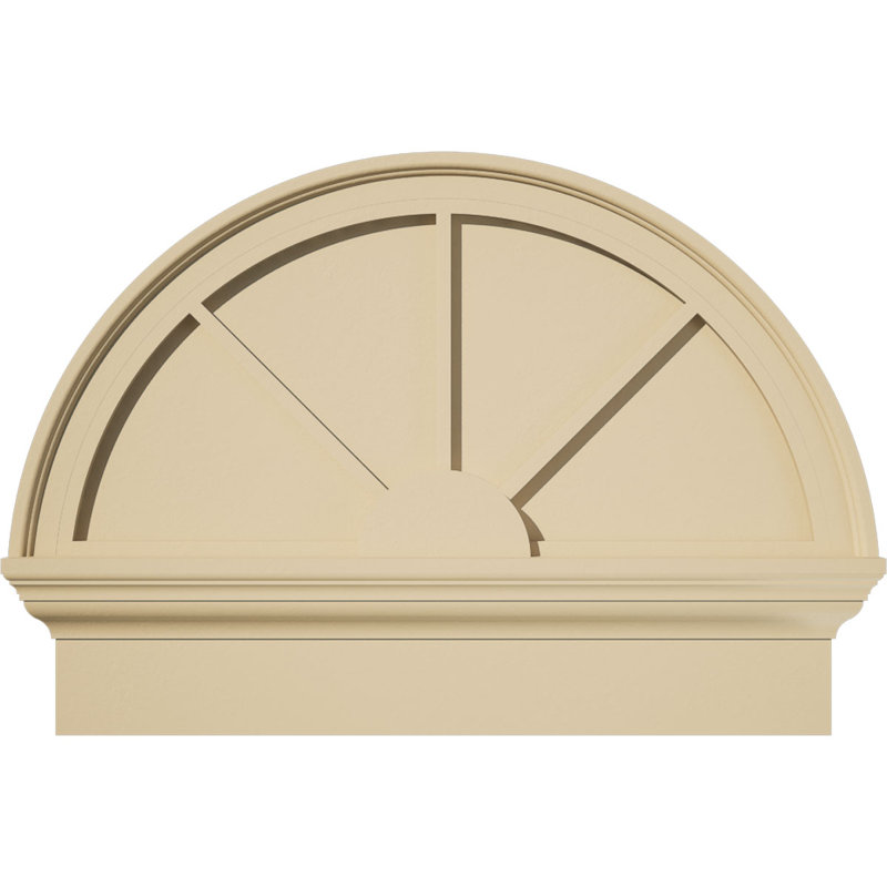 Demi-rond signature fronton en uréthane, brun clair apprêté, 26 po x 19,75 po x 2,75 po, Combinaison, 3 rayons