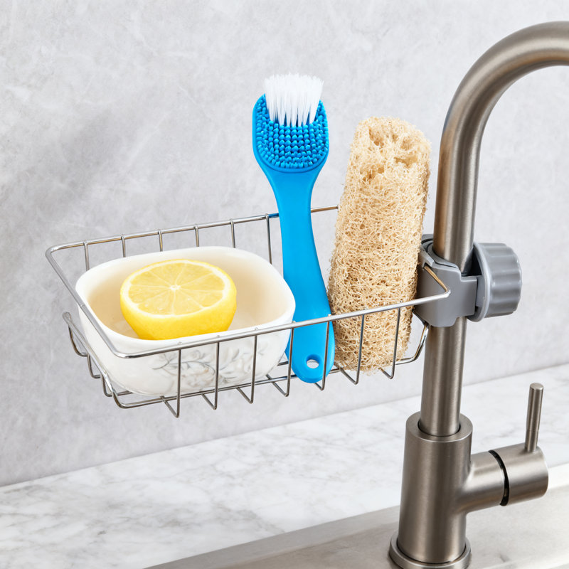 Stainless Steel Faucet Holder With Loofah