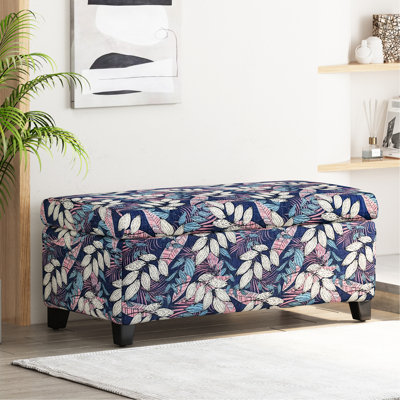 Rangement polyvalent élégant, motif floral, charnières douces, jeux de société, magazines, bureau multifonctionnel, idéal pour la chambre à coucher et le bureau, coussins de télécommande dissimulés, 39,34 po, 20,66 lb