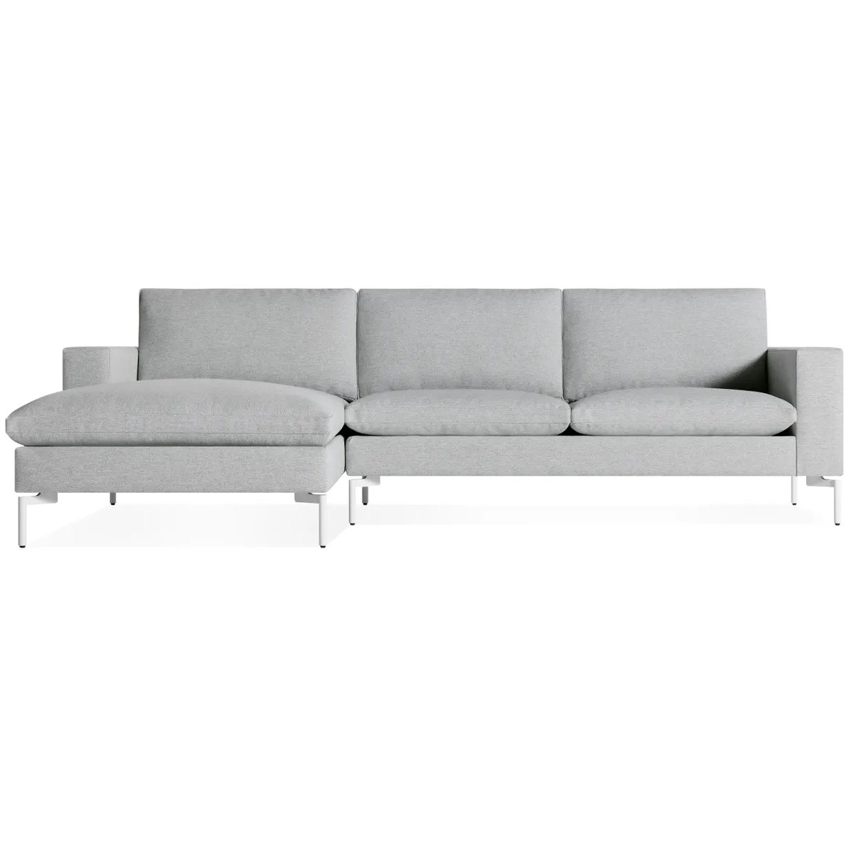 New Standard Upholstered Chaise L-Sectional, Left Hand Facing, White, Maharam Mode/Intaglio 100% Polyester