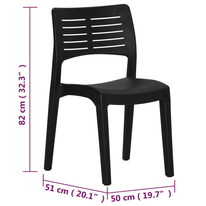 Popel Stacking Patio Dining Side Chair with Cushion, Anthracite
