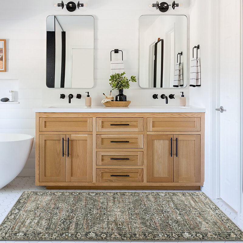 Samiur Lyle Vintage Machine Washable Area Rugs, Runner 2'6" x 8', Brown