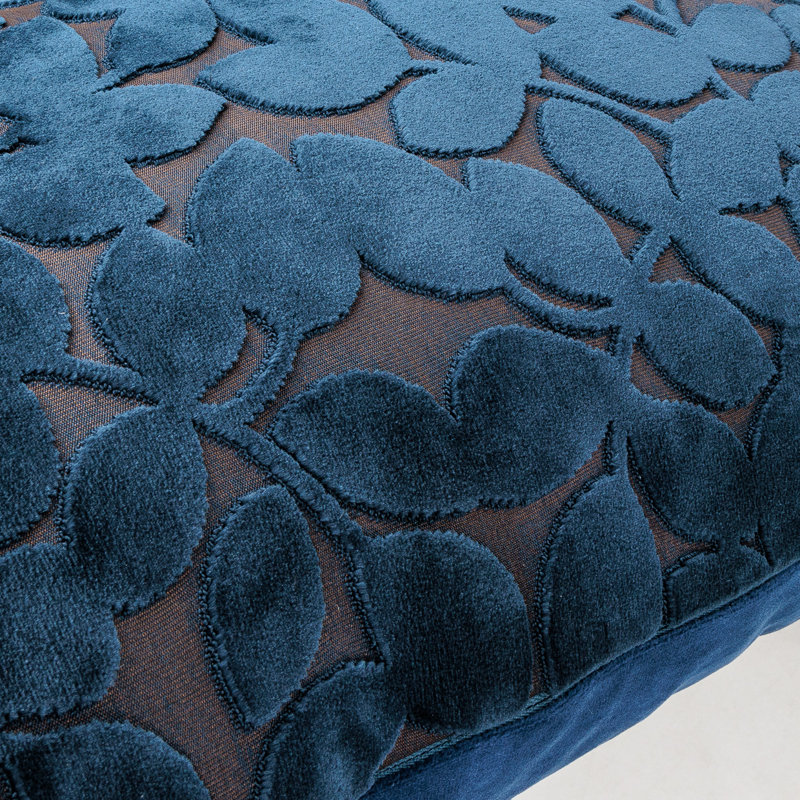 Floral Feather Reversible Throw Pillow, Sapphire
