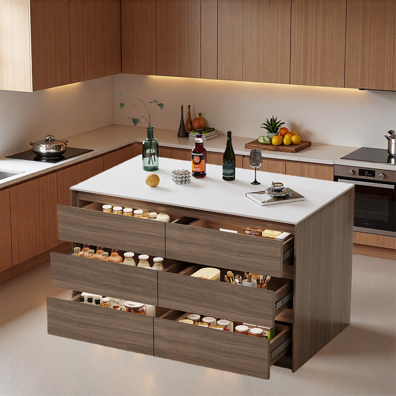 Îlot de cuisine Creative Creative pour espaces de salle à manger et espaces de vie, Noyer