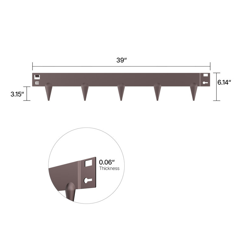 Galvanised Steel Lawn Edging, 15.2cm H x 99.1cm W, Brown