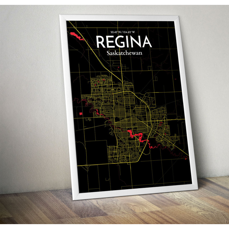 Regina City Map - No Frame Print, 61cm H x 46cm W