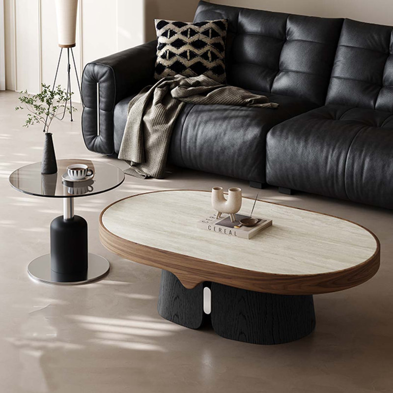 Ensemble de table basse ovale Rockboard et verre