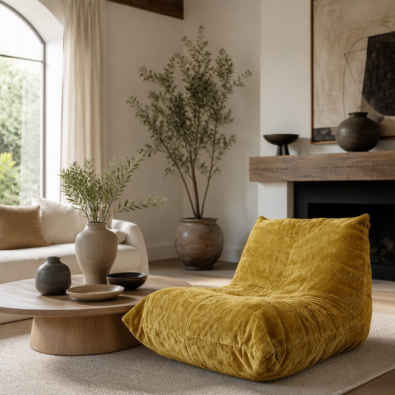 Fauteuil à billes ergonomique avec support pour le corps à 5 positions, Jaune