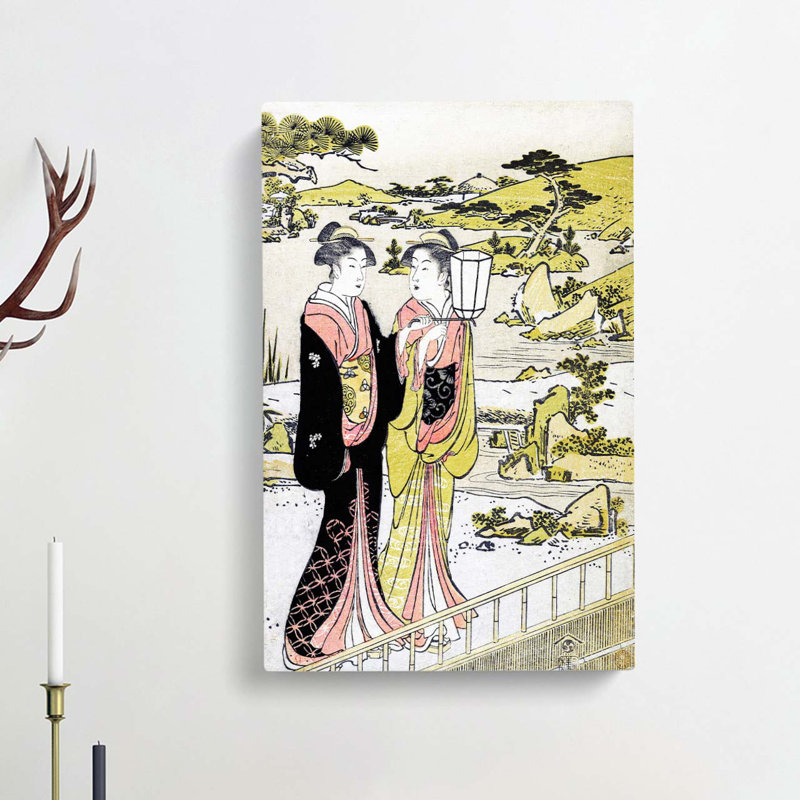 Two Women In A Garden by Torii Kiyonaga - Wrapped Canvas, 76cm H x 50cm W x 3cm D