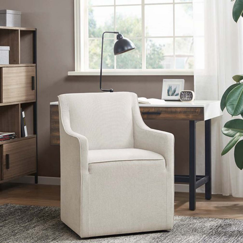 Chaise avec accoudoirs à jupe, Crème, crème