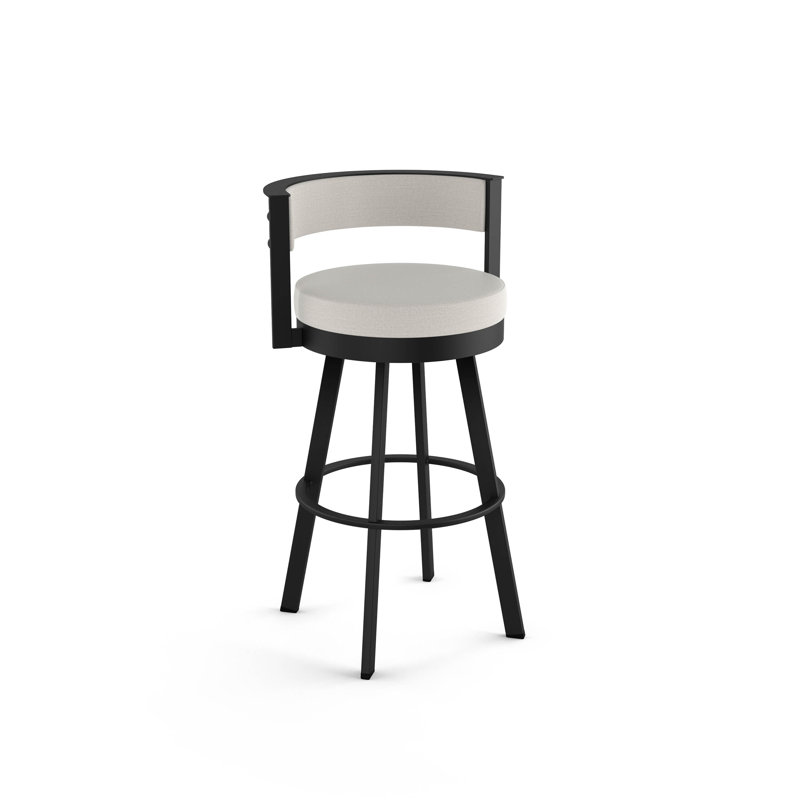 Tabouret de bar et de comptoir pivotant Matthews, Tabouret de bar (siège d'une hauteur de 30 po), Noir, Polyester gris clair