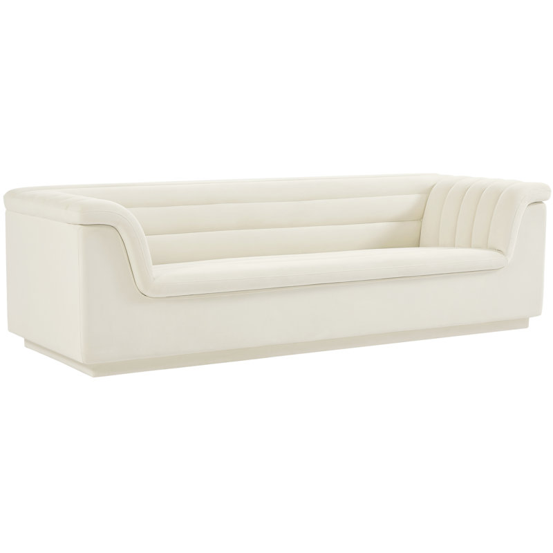 Hoenack 94'' Velvet Sofa, Cream Velvet
