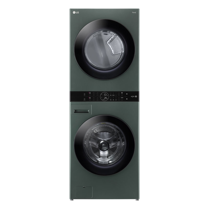 LG Single Unit Front Load WashTower with Center Control Washer and 7.4 cu. ft. Dryer, Natural Gas, Candy Apple Red