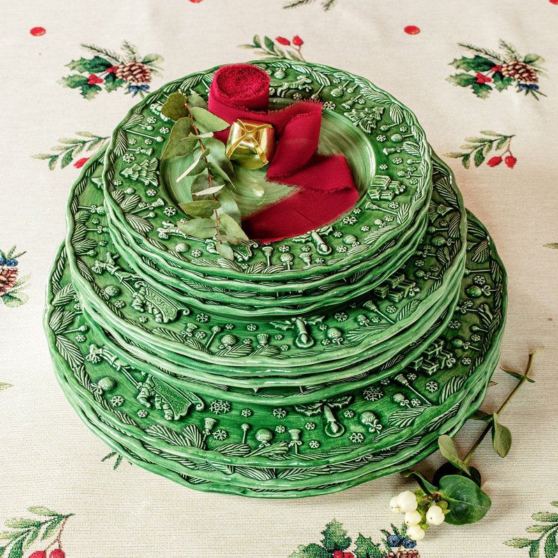 Assiette/Chargeur de Service Vert Fiabe di Natale