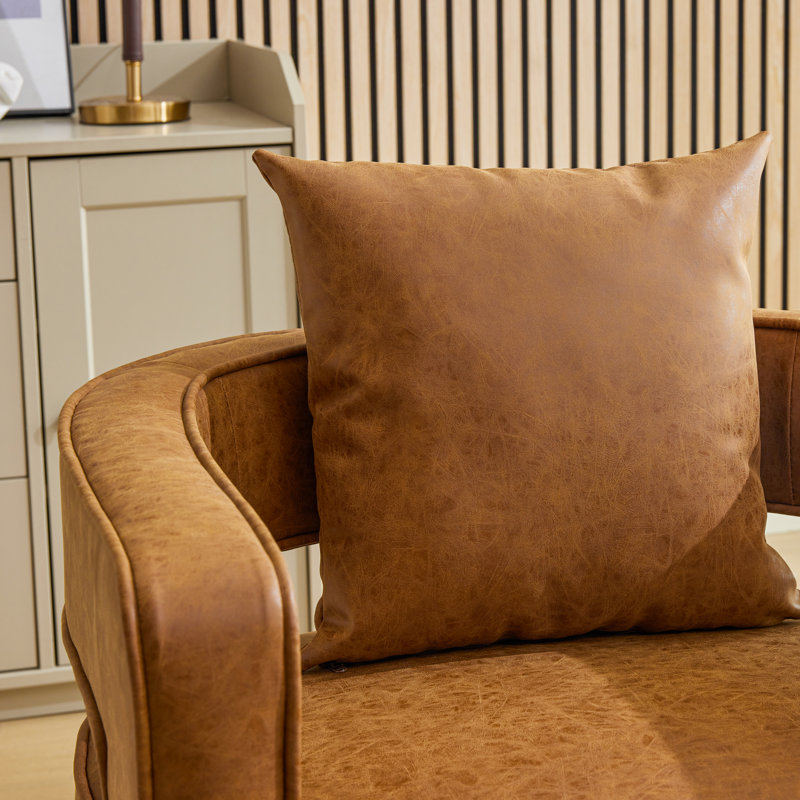Fauteuil demi-tonneau pivotant à dossier creux en polyester 29,1 po de largeur avec base en bois (ensemble de 2)