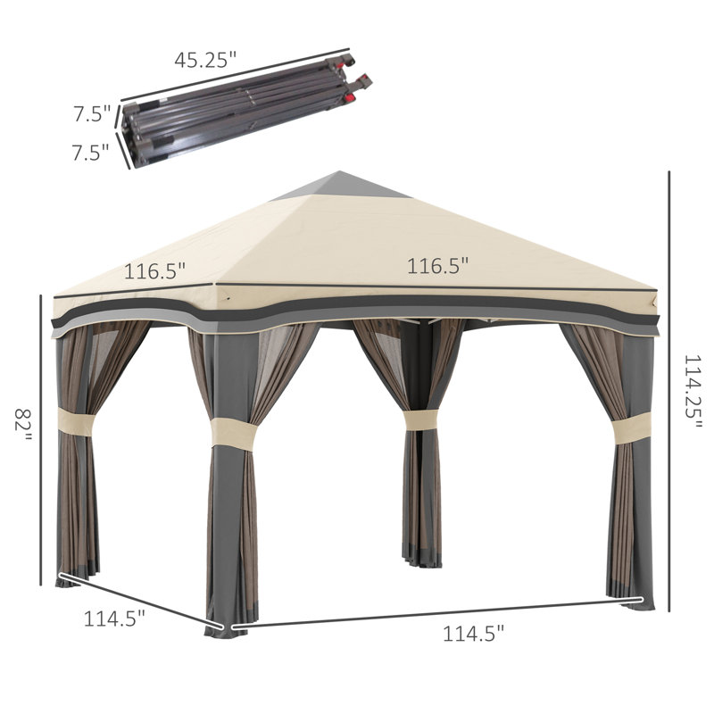 Outsunny 10' x 10' Pop Up Canopy Tent with Netting