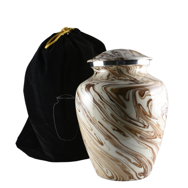 Reyanshi Handmade Urn, White/Brown