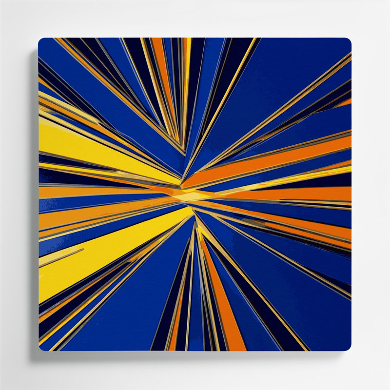 Hard Edge 3, art mural en métal bleu, H 12 po x l 12 po