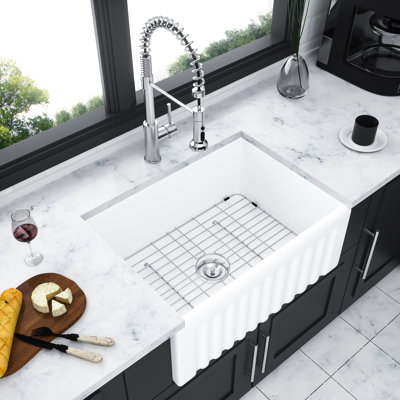 Ceramic White 24 Inch Sink For Kitchen - Single Bowl, Heat , Stain & Scratch , Rust Quiet , Calm